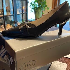Circa Joan and David midnight leather heels